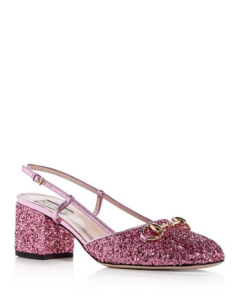 Gucci Women's Glitter Horsebit Slingback Pumps 